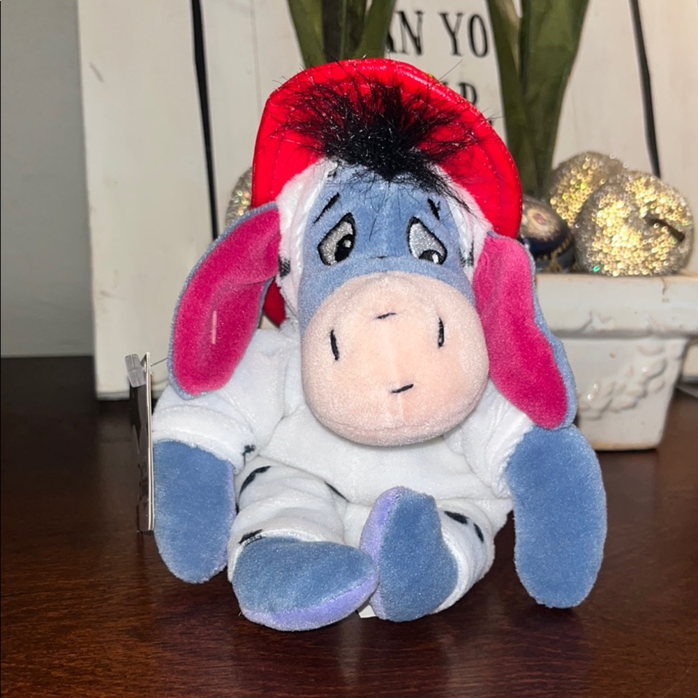 The Disney Store Mini Bean Bag Fireman Dalmatian Eeyore Halloween 9" Plush NWT